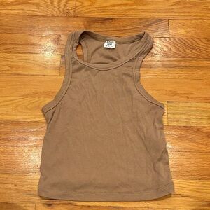 Brown Ribbed Tank Top